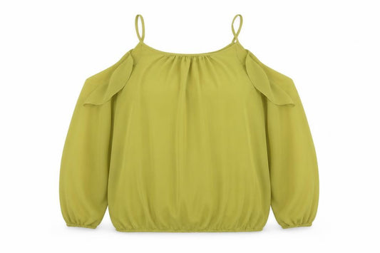 Front view of Star women’s green polyester basic blouse, size UK 20, round neck