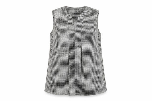 Front view of Principles women’s white geometric polyester basic blouse, size UK 12, v-neck