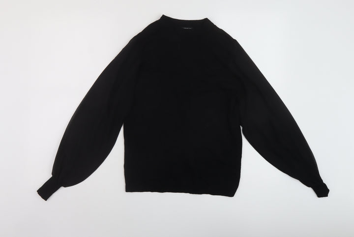 Warehouse Womens Black Mock Neck Viscose Pullover Jumper Size 6