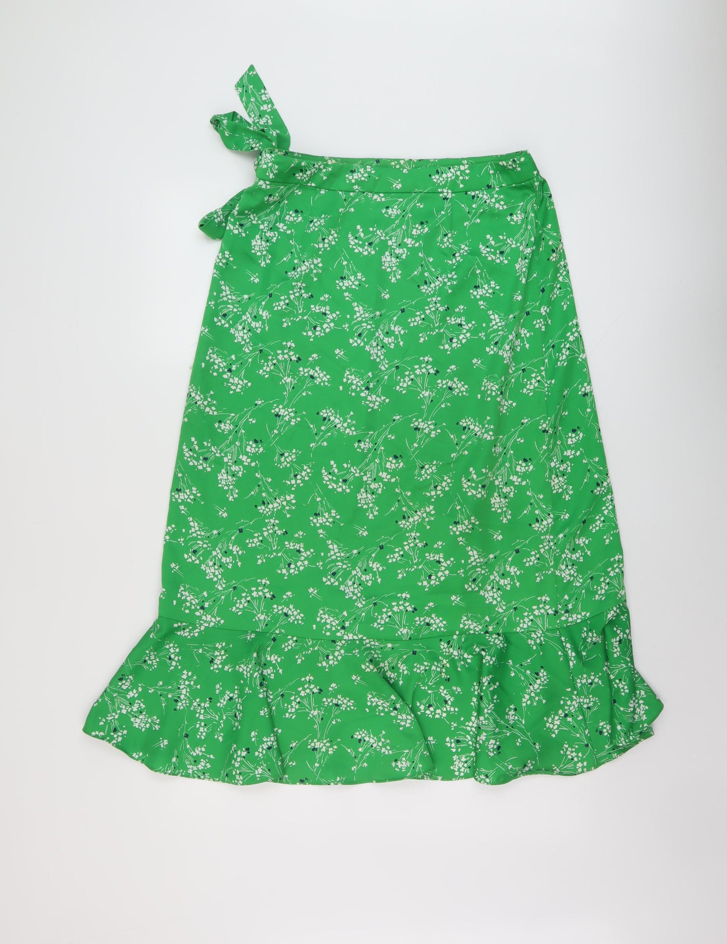 Topshop Womens Green Geometric Polyester Wrap Skirt Size 10 Button
