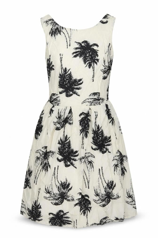 New Look Womens Beige Geometric Cotton A-Line Size 8 Round Neck Zip
