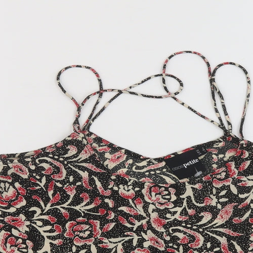 ASOS Womens Multicoloured Geometric Polyester Cropped Tank Size 8 Roll Neck