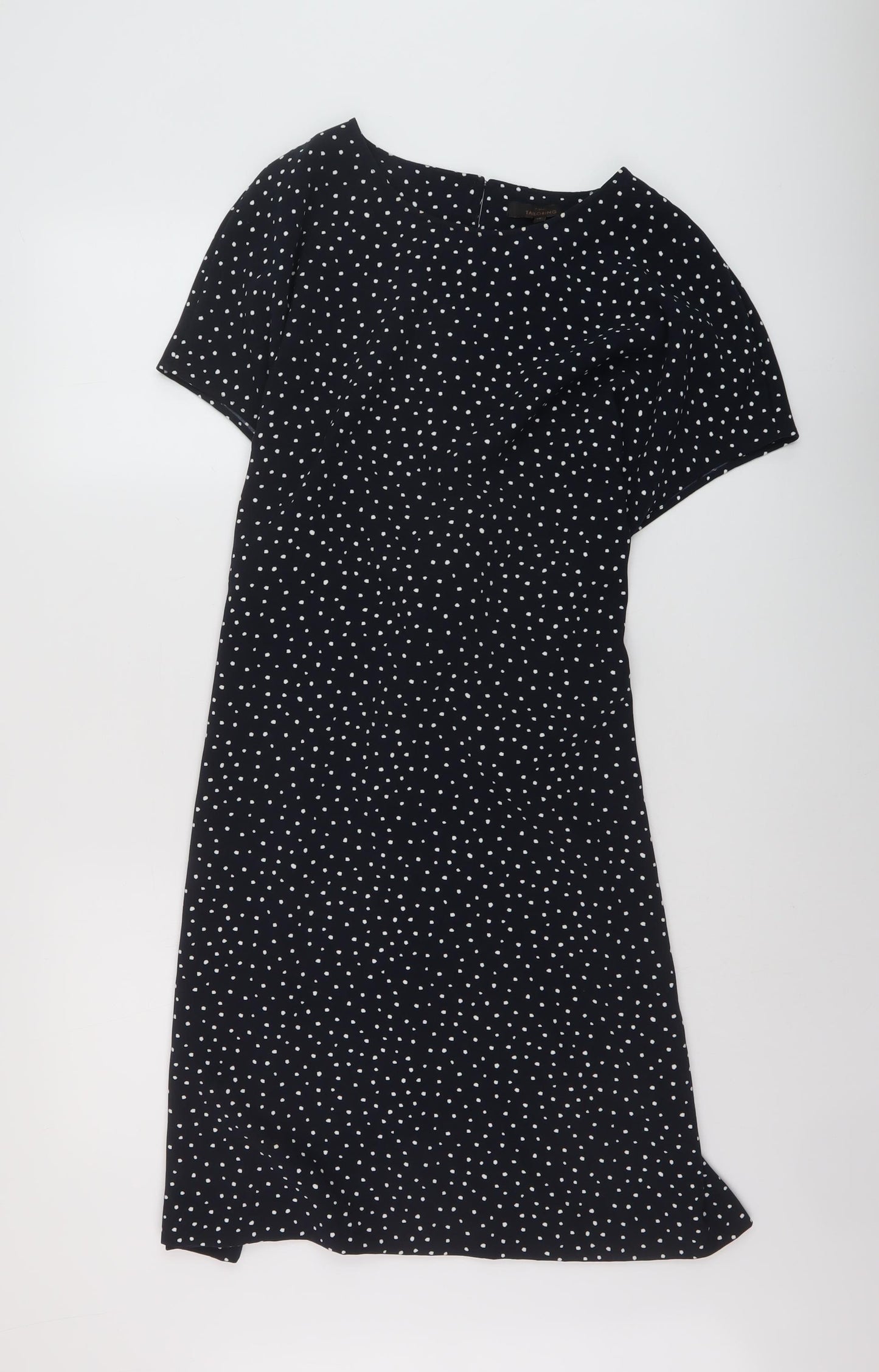 NEXT Womens Blue Polka Dot Polyester A-Line Size 18 Round Neck Button