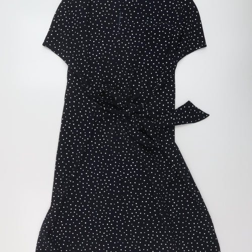 NEXT Womens Blue Polka Dot Polyester A-Line Size 18 Round Neck Button