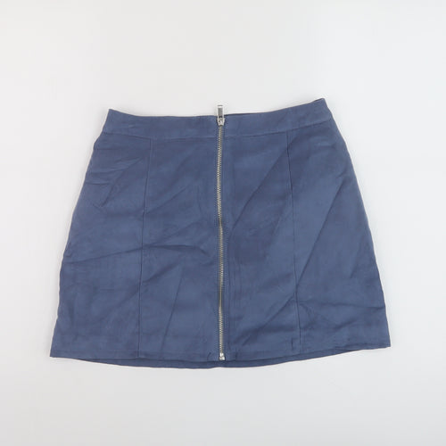 Hm7 Womens Blue Polyester Mini Skirt Size 8 Zip