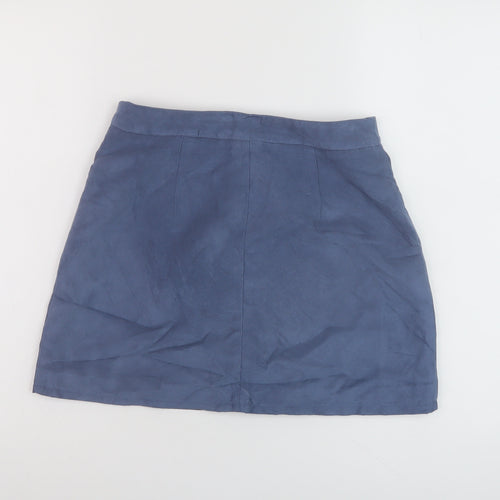 Hm7 Womens Blue Polyester Mini Skirt Size 8 Zip