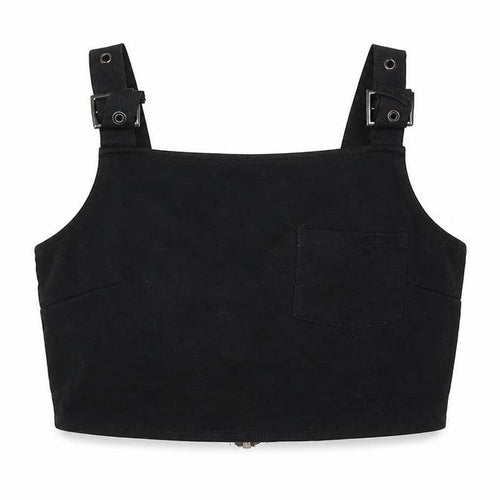 Topshop Womens Black Viscose Cropped Blouse Size 10 Square Neck - Buckle