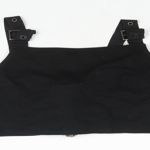 Topshop Womens Black Viscose Cropped Blouse Size 10 Square Neck - Buckle