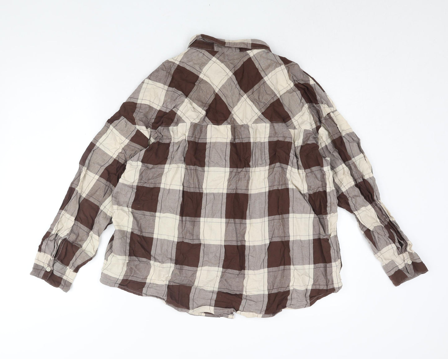 Divided by H&M Womens Brown Cotton Basic Button-Up Size M Collared