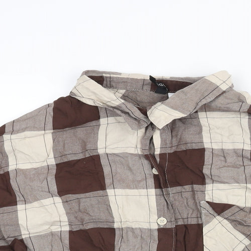 Divided by H&M Womens Brown Cotton Basic Button-Up Size M Collared