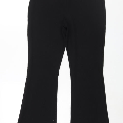 H&M Womens Black Polyester Trousers Size M L31 in Regular - Elasticated Waist