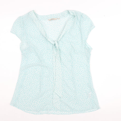 RJR.John Rocha Womens Blue Polka Dot Polyester Basic Blouse Size 18 V-Neck - Tie Detail Semi Sheer