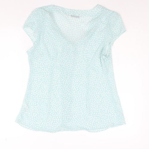 RJR.John Rocha Womens Blue Polka Dot Polyester Basic Blouse Size 18 V-Neck - Tie Detail Semi Sheer