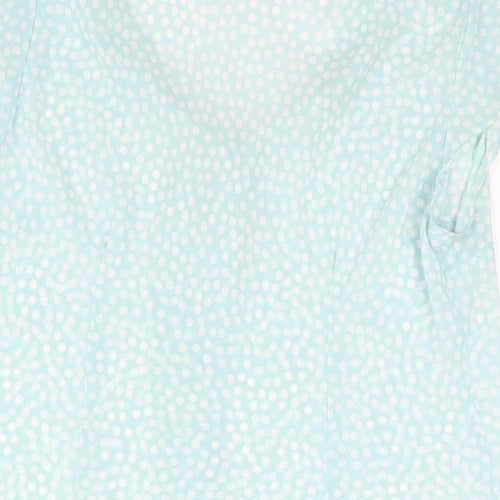 RJR.John Rocha Womens Blue Polka Dot Polyester Basic Blouse Size 18 V-Neck - Tie Detail Semi Sheer