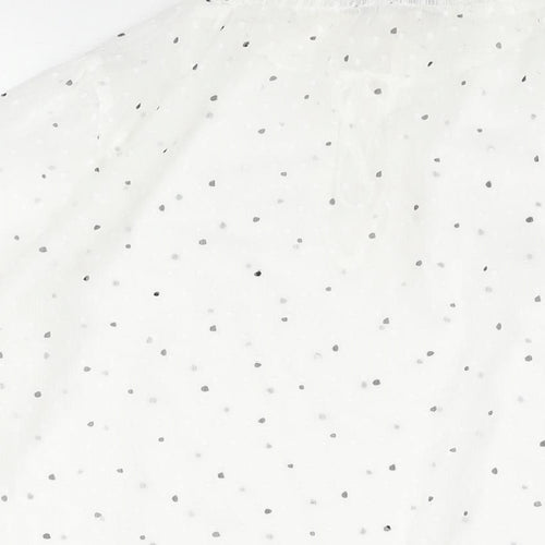 Marks and Spencer Womens White Polka Dot Polyester Basic Blouse Size 12 Mock Neck - Keyhole Neck