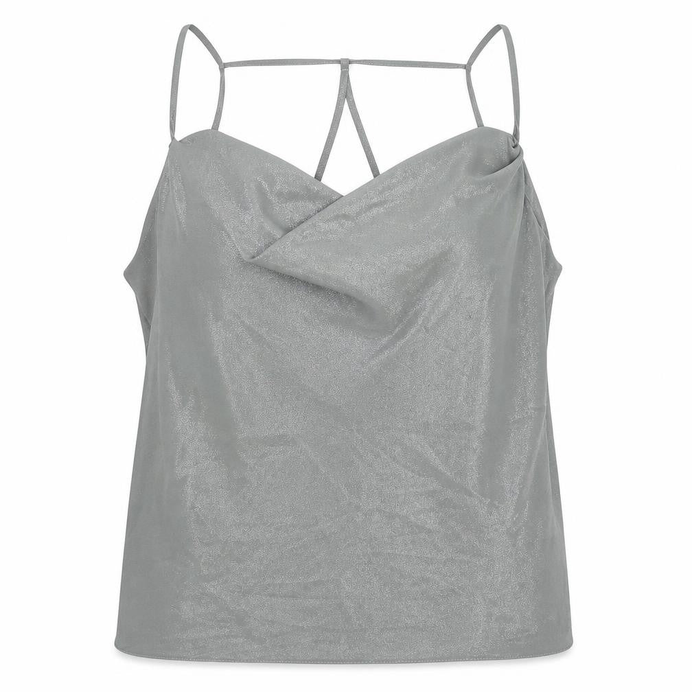 New Look Womens Gold Polyester Camisole Blouse Size 16 Cowl Neck - Glitter