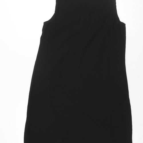 Lipsy Womens Black Polyester Shift Size 8 Round Neck Button - Waterfall Frill