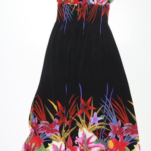Casamia Womens Black Polyester Maxi Size M V-Neck Pullover - Floral Print