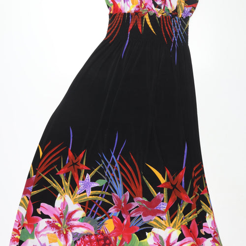 Casamia Womens Black Polyester Maxi Size M V-Neck Pullover - Floral Print