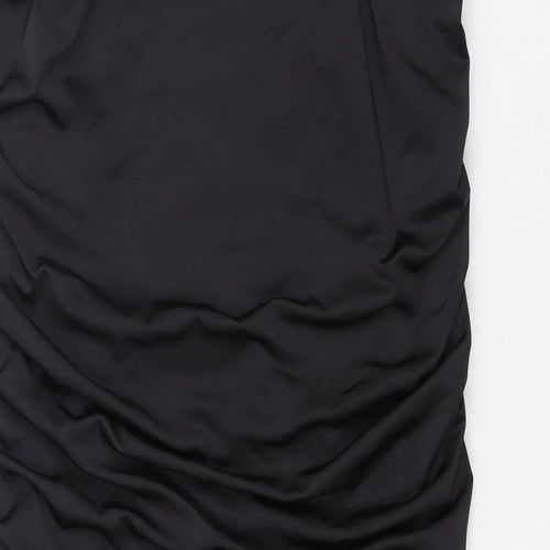 Oh Polly Womens Black Polyester Bandage Skirt Size 10 Zip - Rouched Side Slit