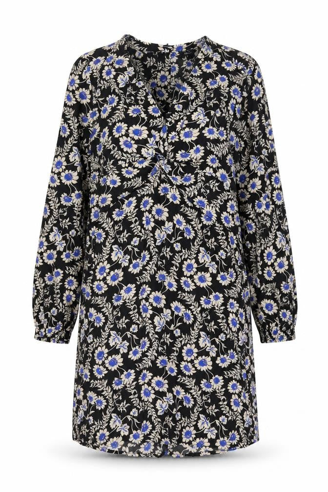 NEXT Womens Multicoloured Floral Viscose Shift Size 12 V-Neck Zip - Twist Detail