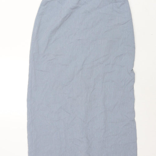 St Michael Womens Blue Polyester Straight & Pencil Skirt Size 10 Zip
