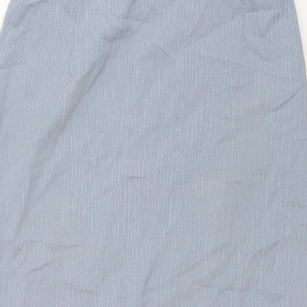 St Michael Womens Blue Polyester Straight & Pencil Skirt Size 10 Zip