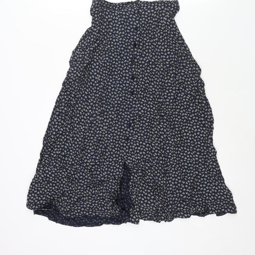 Principles Womens Blue Geometric Polyester Flare Skirt Size 24 in Button