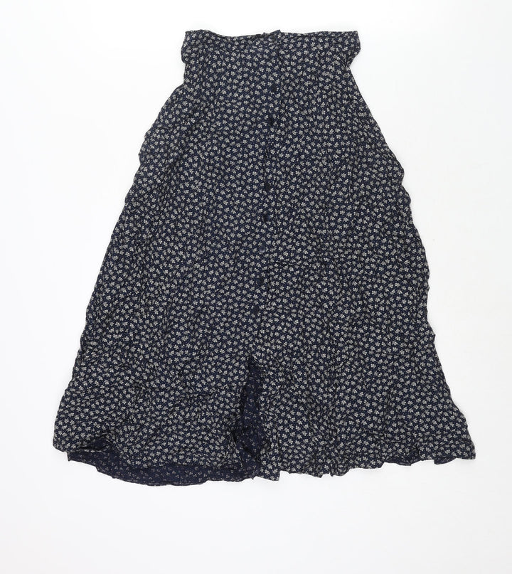 Principles Womens Blue Geometric Polyester Flare Skirt Size 24 in Button