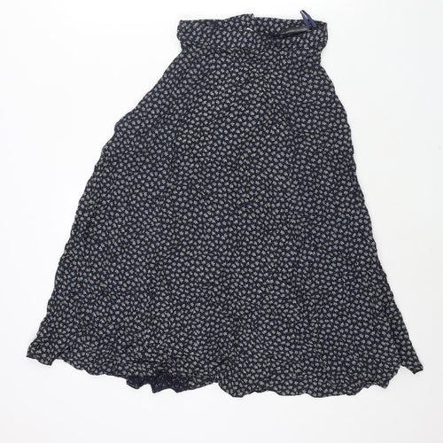 Principles Womens Blue Geometric Polyester Flare Skirt Size 24 in Button