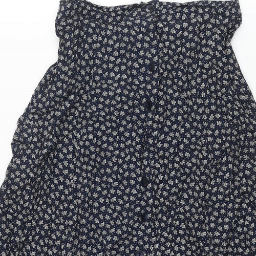 Principles Womens Blue Geometric Polyester Flare Skirt Size 24 in Button