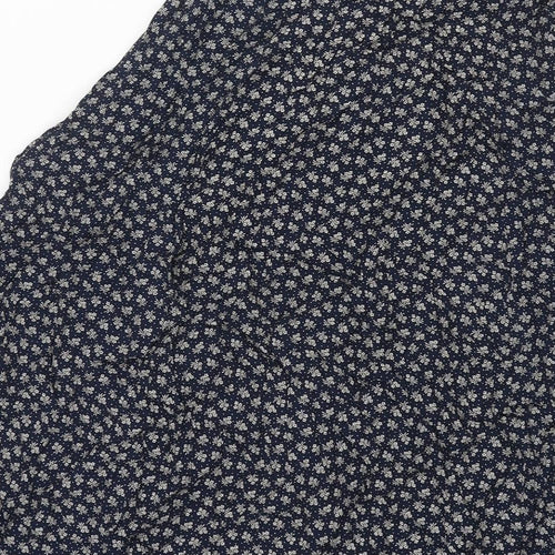 Principles Womens Blue Geometric Polyester Flare Skirt Size 24 in Button