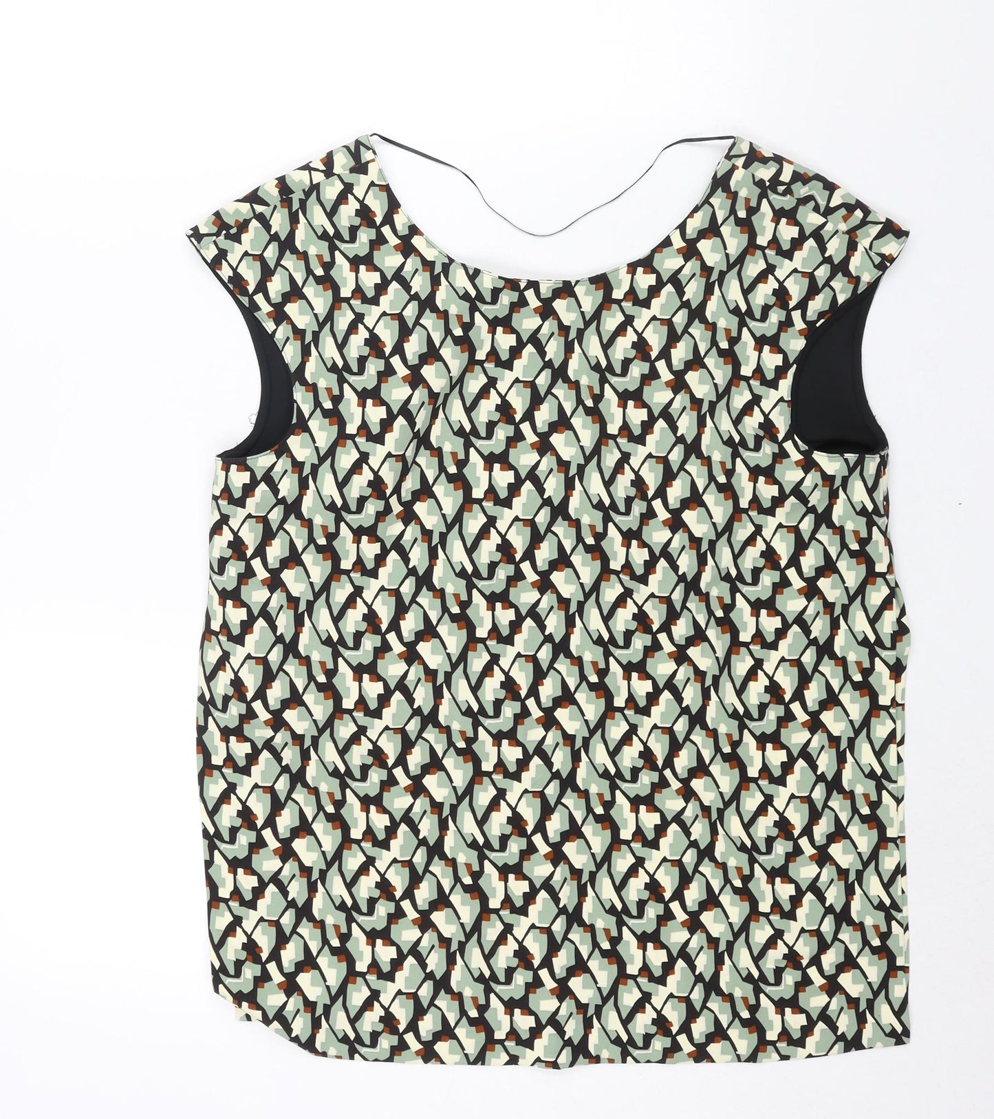 Zara Womens Multicoloured Geometric Polyester Basic Blouse Size L Boat Neck - Side Slits