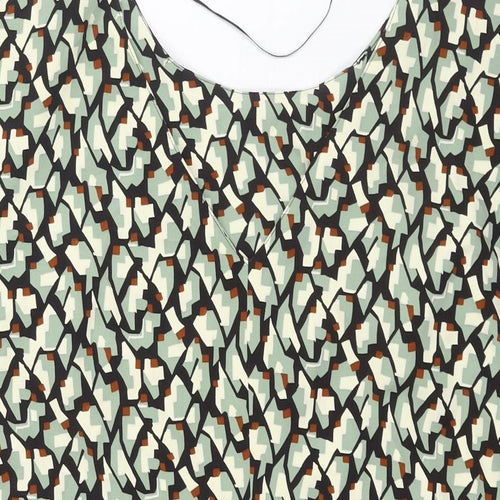 Zara Womens Multicoloured Geometric Polyester Basic Blouse Size L Boat Neck - Side Slits