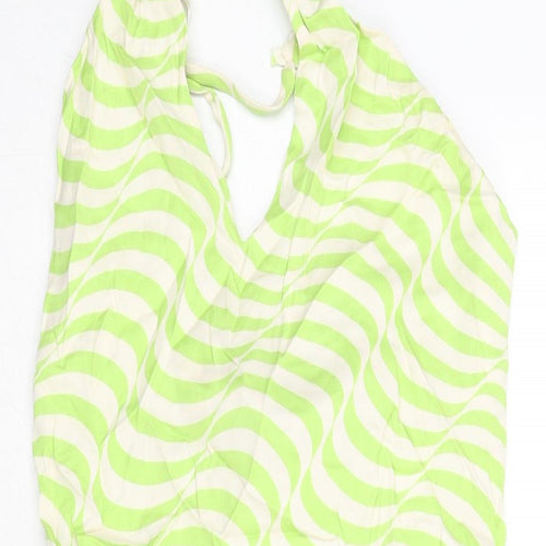 Zara Womens Green Geometric Polyester Mini Size M Halter Zip