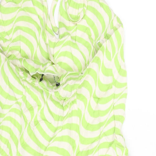 Zara Womens Green Geometric Polyester Mini Size M Halter Zip