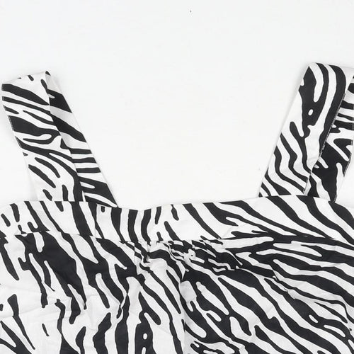 Marks and Spencer Womens White Animal Print Cotton Camisole Blouse Size 6 Square Neck - Zebra Print