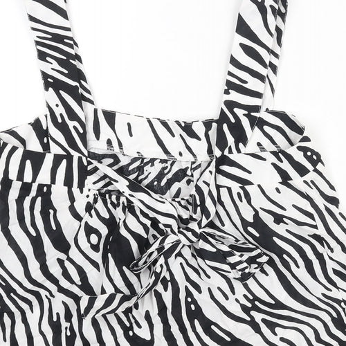 Marks and Spencer Womens White Animal Print Cotton Camisole Blouse Size 6 Square Neck - Zebra Print