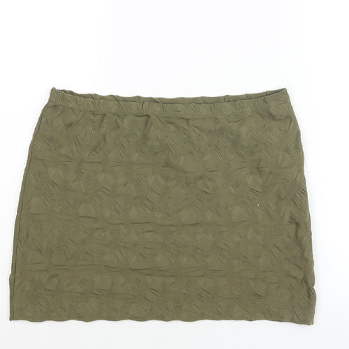 H&M Womens Green Polyester Mini Skirt Size M - Textured