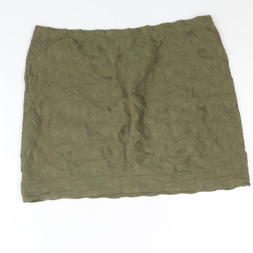 H&M Womens Green Polyester Mini Skirt Size M - Textured