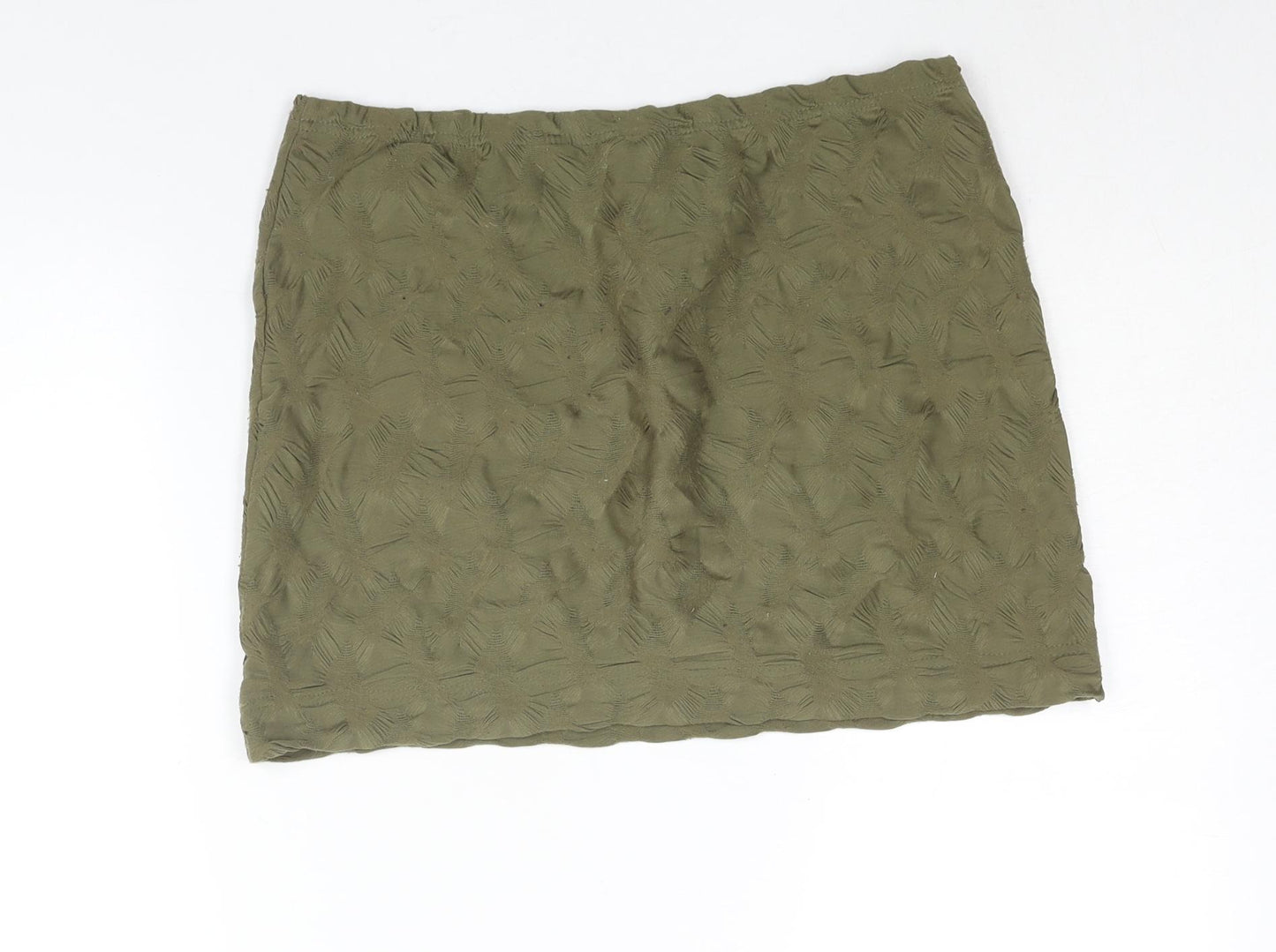 H&M Womens Green Polyester Mini Skirt Size M - Textured