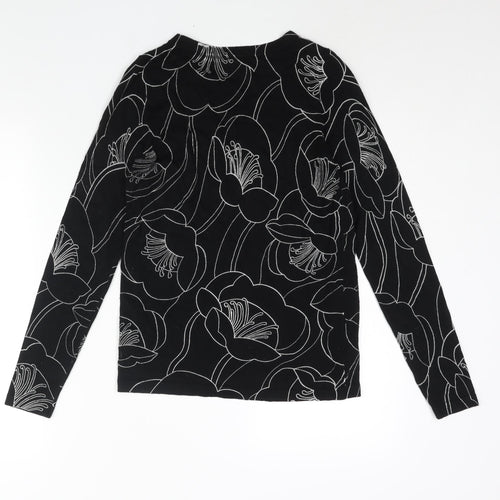 NEXT Womens Black Round Neck Floral Viscose Pullover Jumper Size 8