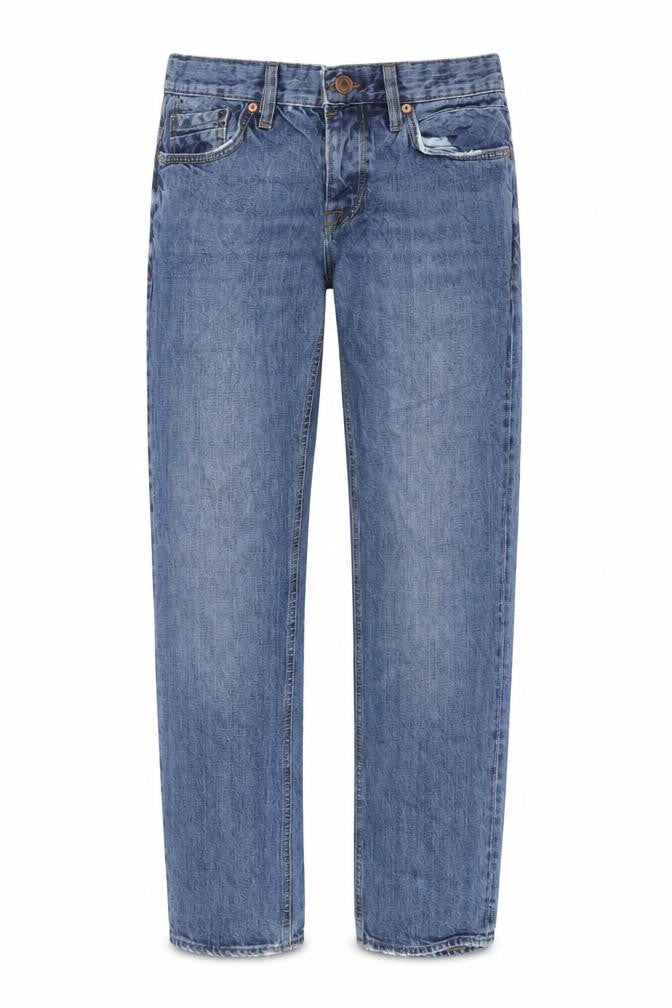 River Island Mens Blue Cotton Straight Jeans Size 30 in L30 in Regular Button
