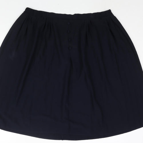 Bonmarché Womens Blue Polyester Pleated Skirt Size 18 - Button Detail