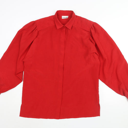 Gerry Weber Womens Red Polyester Basic Button-Up Size 10 Collared