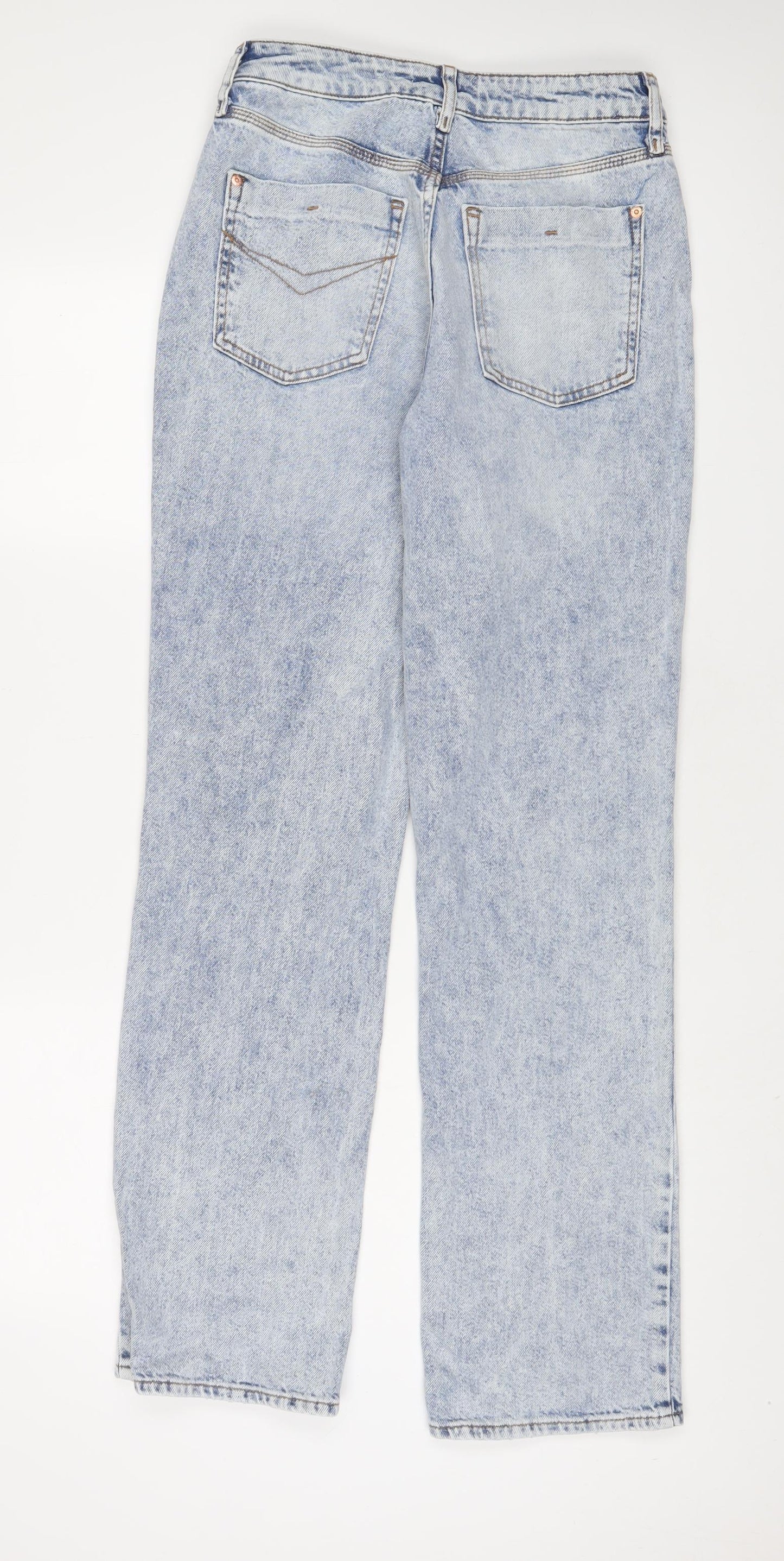River Island Womens Blue Cotton Straight Jeans Size 6 L32 in Regular Zip