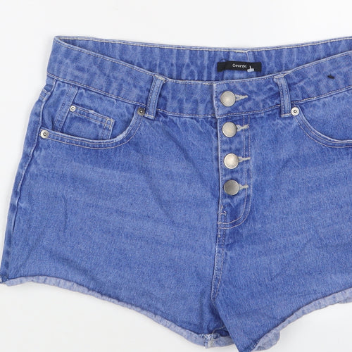 George Womens Blue Cotton Basic Shorts Size 12 L3 in Regular Button