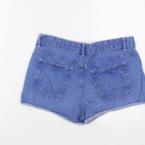 George Womens Blue Cotton Basic Shorts Size 12 L3 in Regular Button