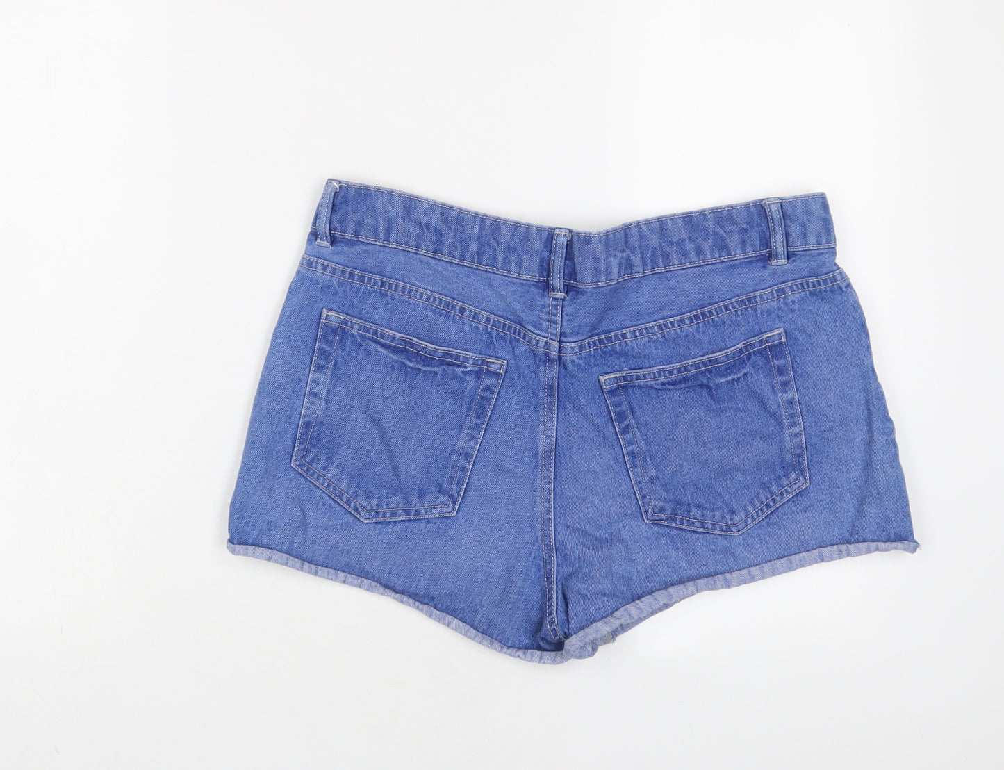 George Womens Blue Cotton Basic Shorts Size 12 L3 in Regular Button