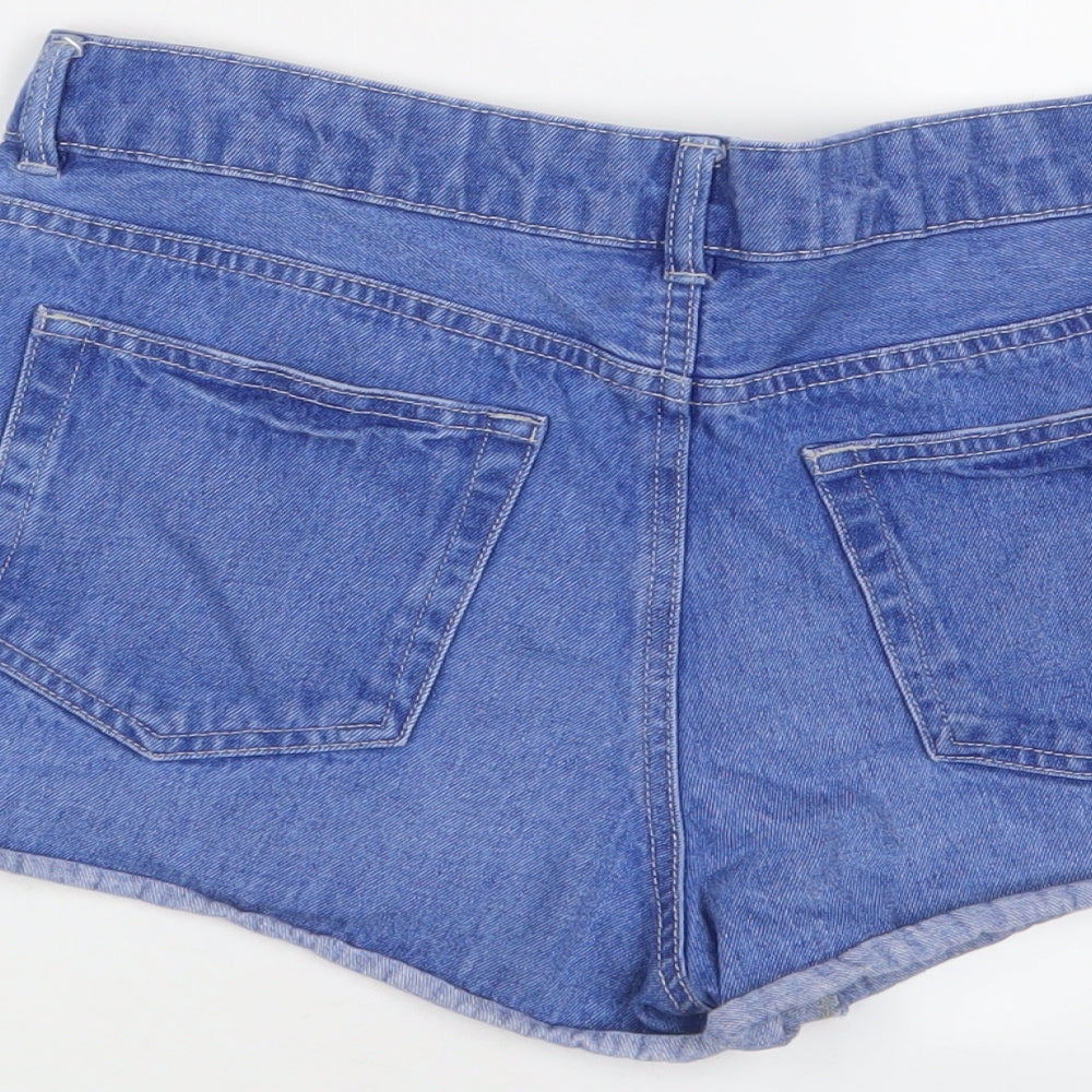 George Womens Blue Cotton Basic Shorts Size 12 L3 in Regular Button